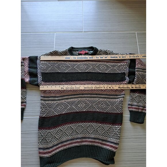 Vintage Stone Haven Classic Wear Striped Heavy 3D Knit Sweater L Grunge Men's - Picture 8 of 11